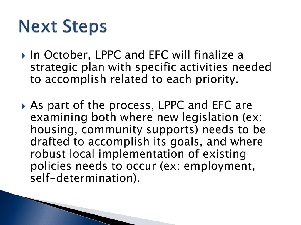 in october lppc and efc will finalize a strategic