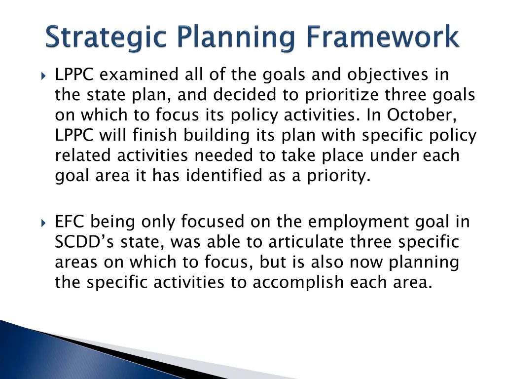 lppc examined all of the goals and objectives