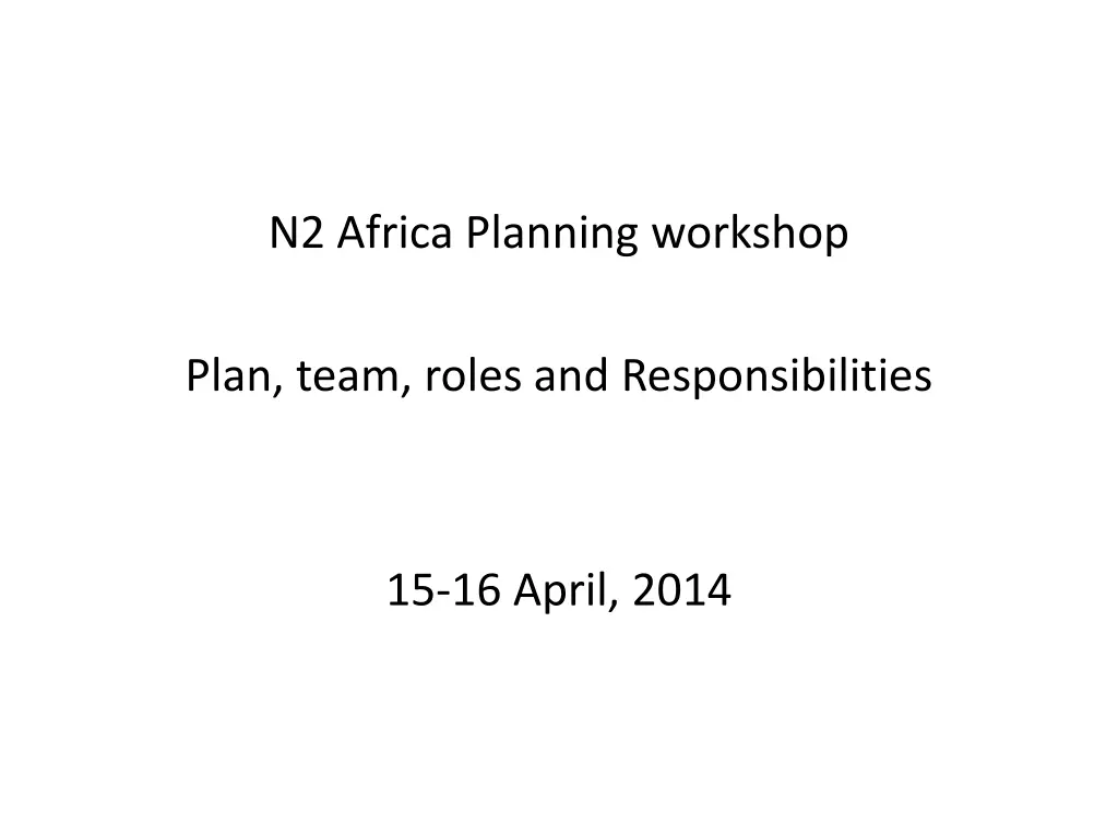 n2 africa planning workshop