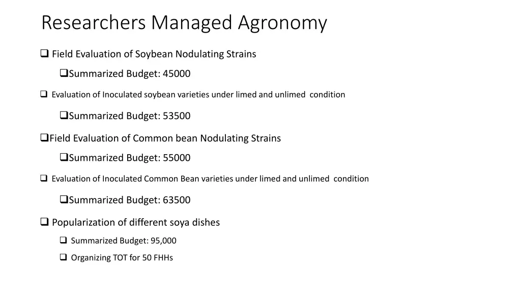 researchers managed agronomy