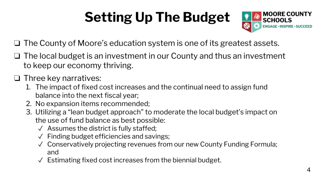 setting up the budget