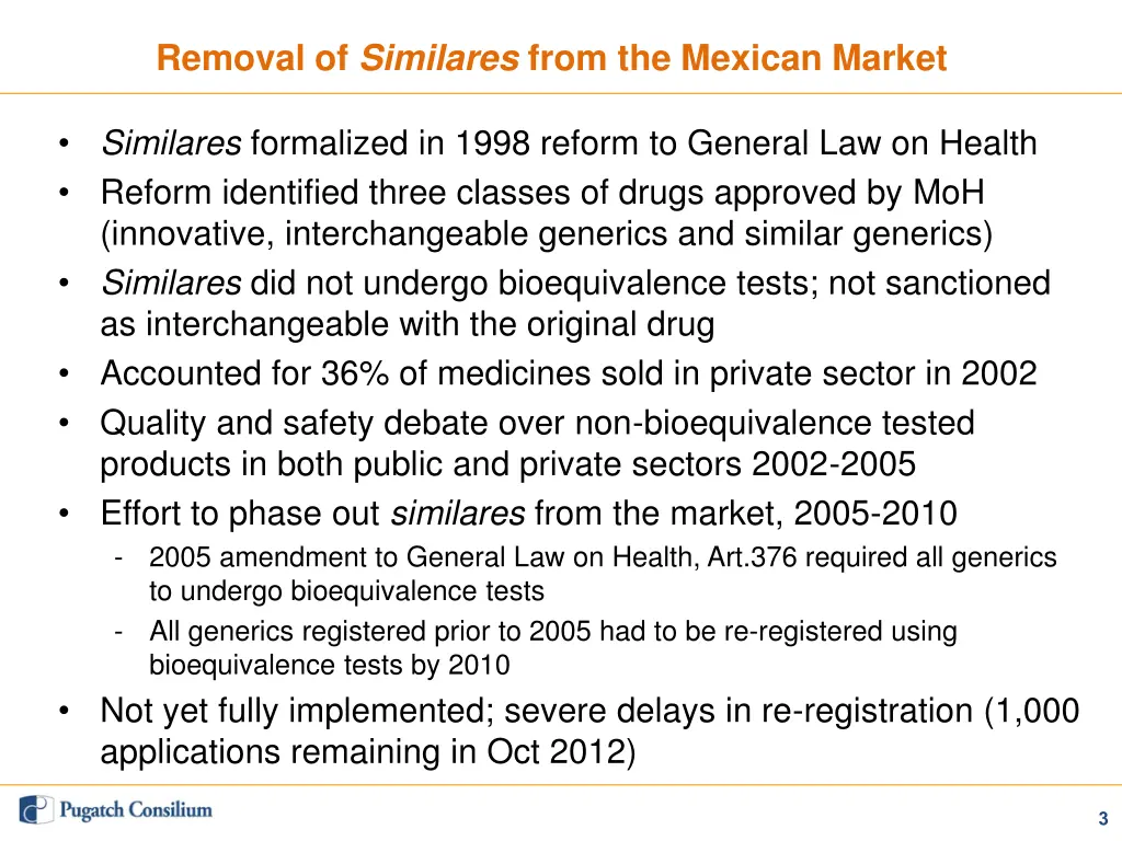 removal of similares from the mexican market