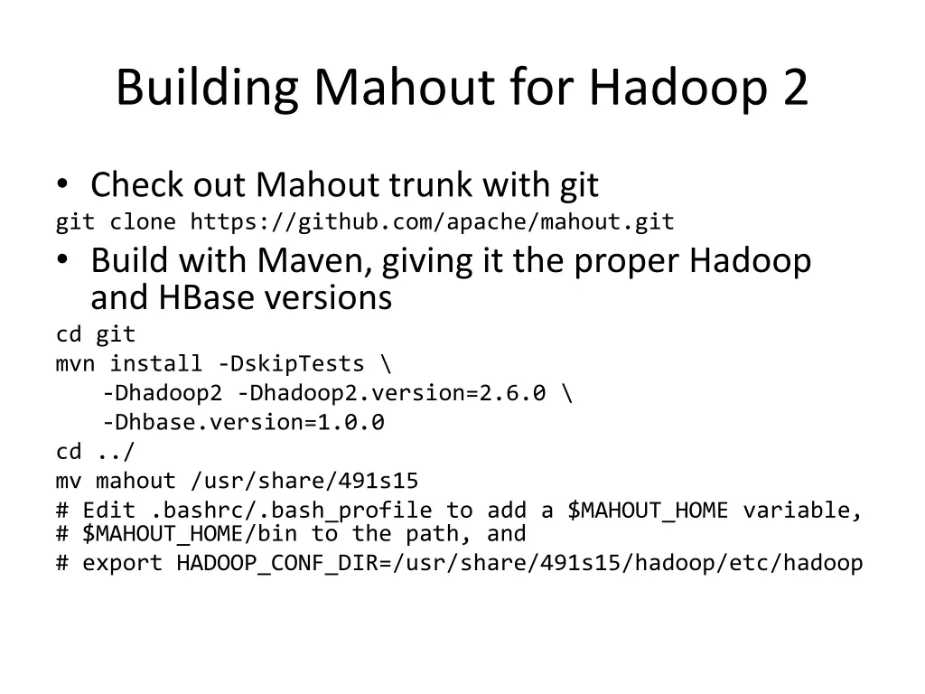 building mahout for hadoop 2