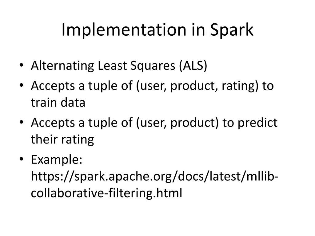 implementation in spark