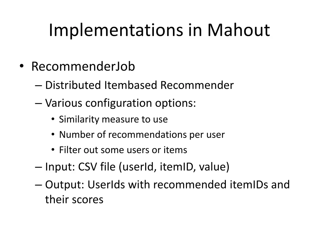implementations in mahout 1