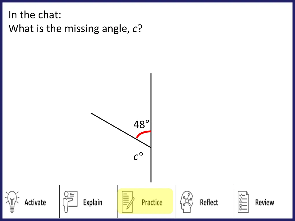 in the chat what is the missing angle c