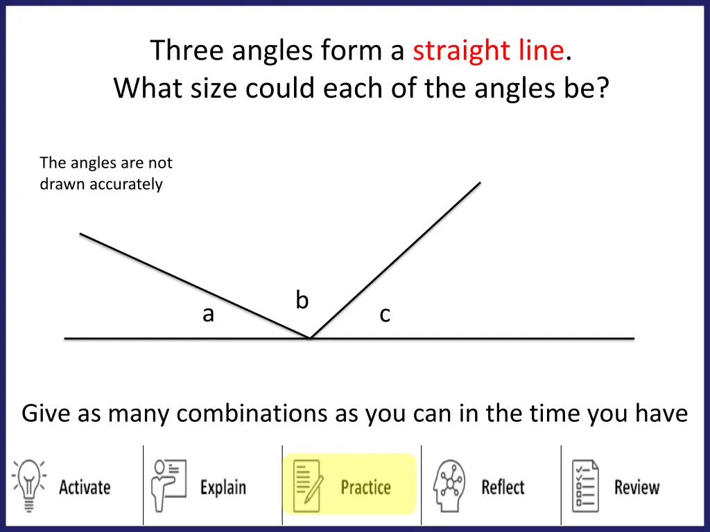 three angles form a straight line what size could
