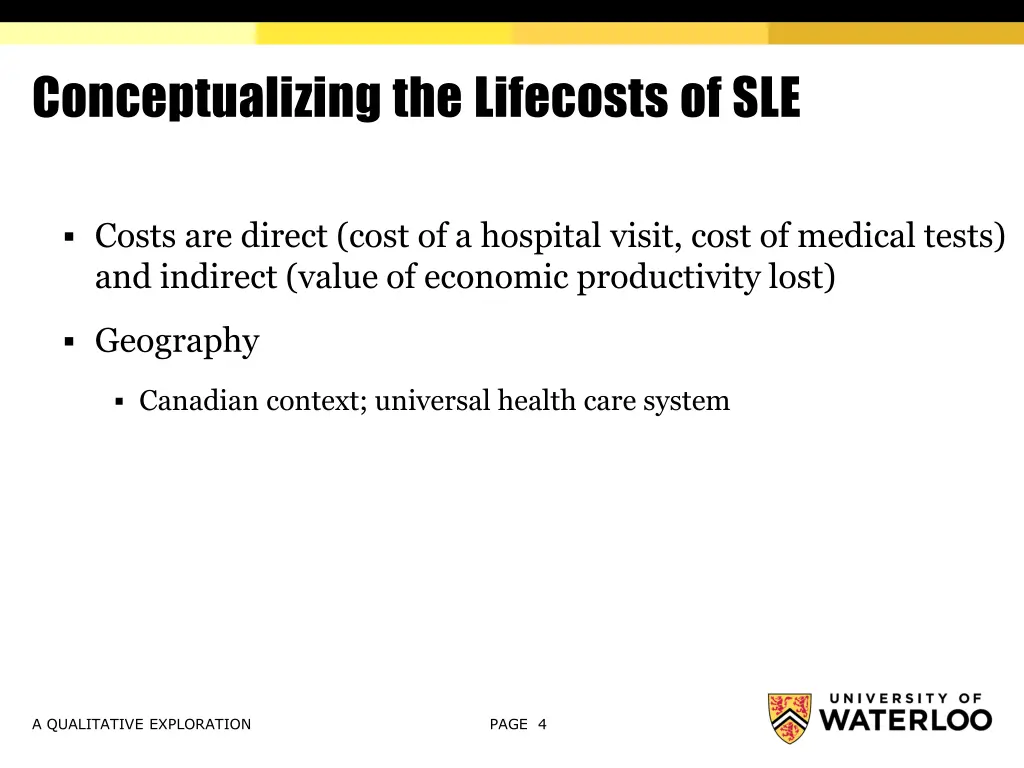 conceptualizing the lifecosts of sle