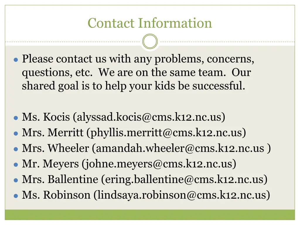 contact information
