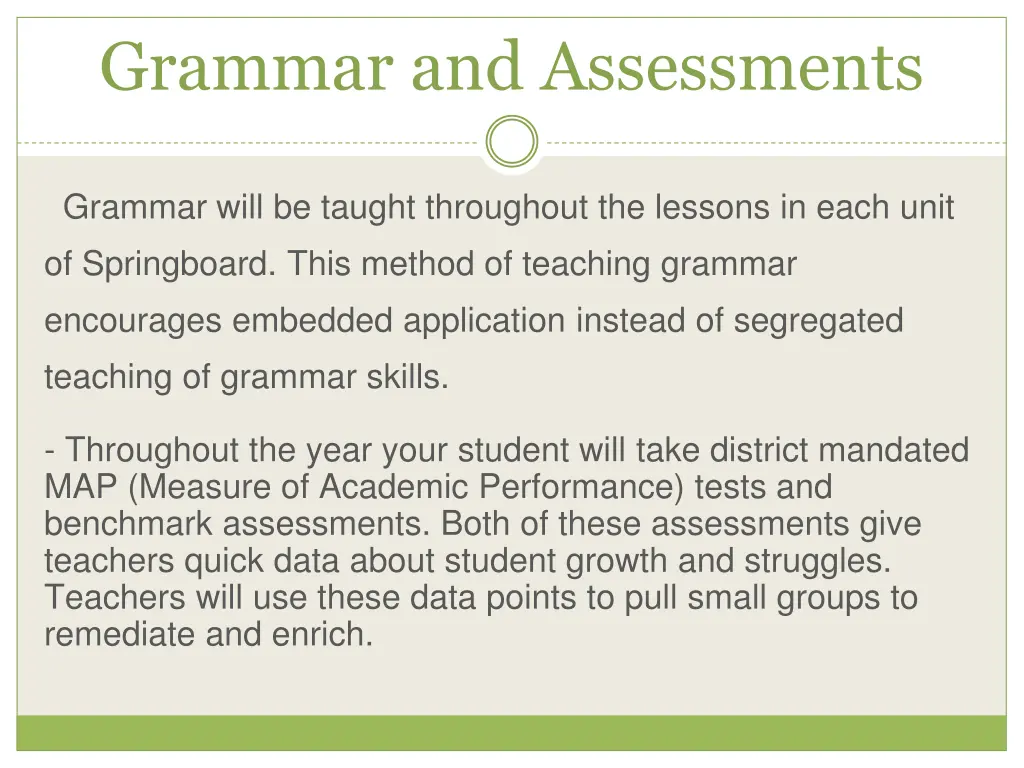 grammar and assessments