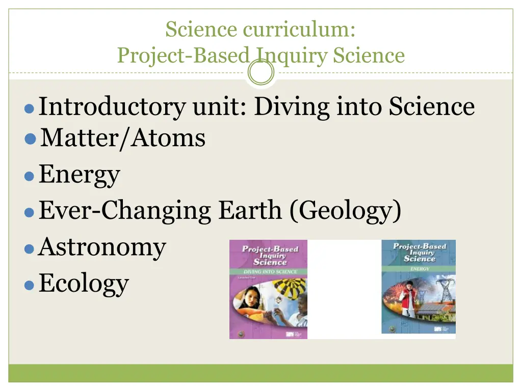 science curriculum project based inquiry science