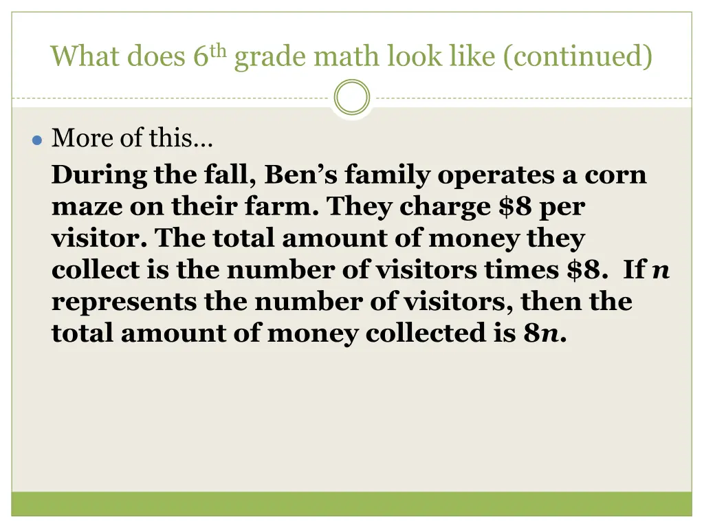 what does 6 th grade math look like continued
