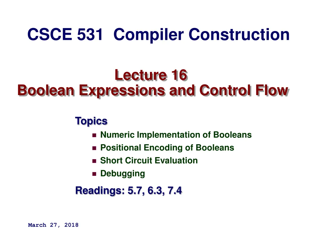 csce 531 compiler construction