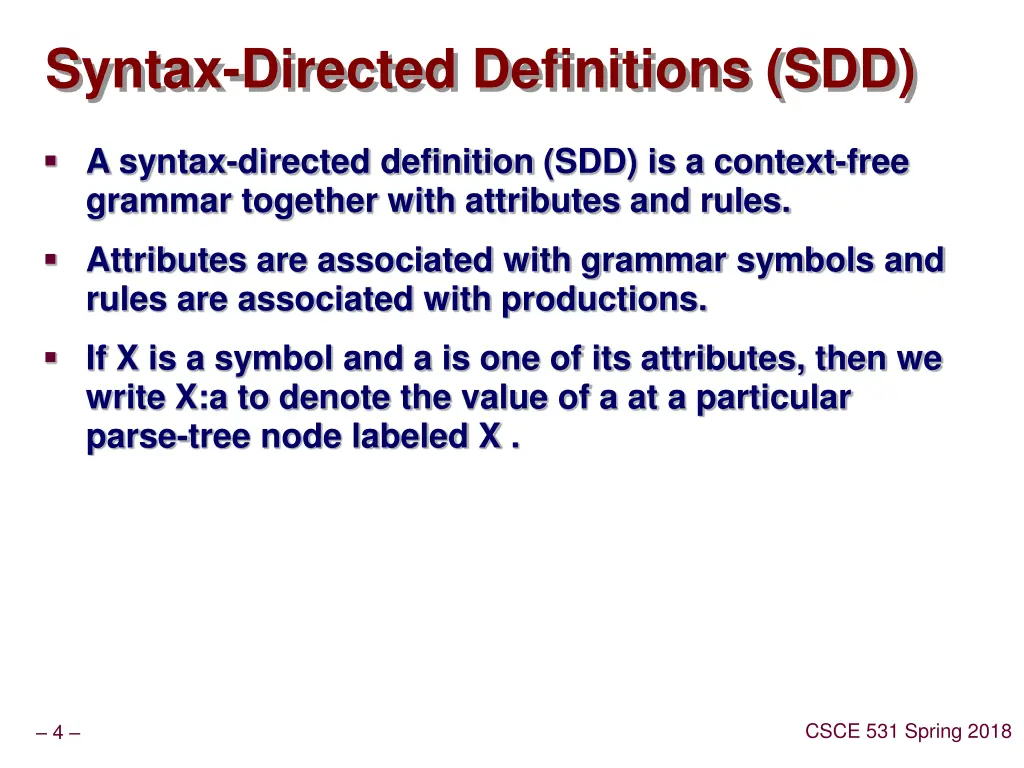 syntax directed definitions sdd