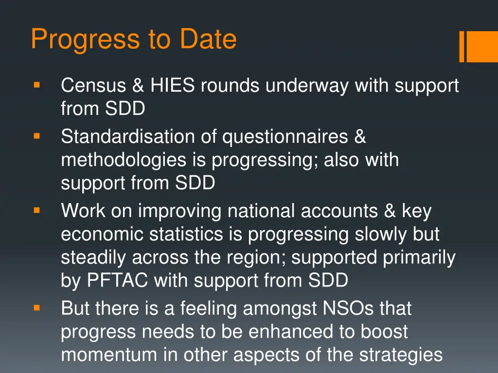 progress to date