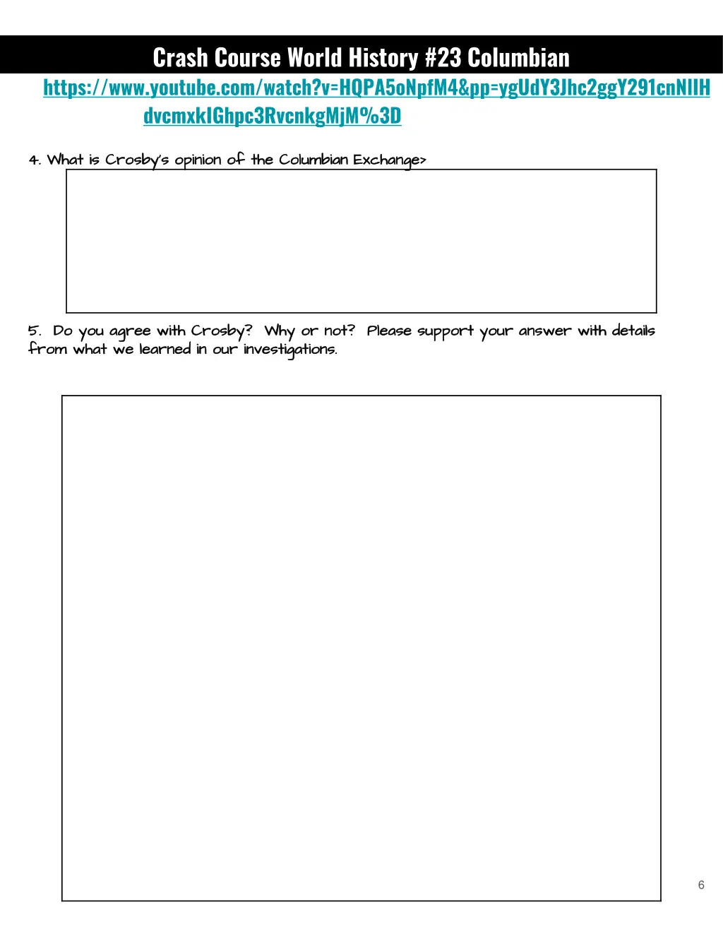 crash course world history 23 columbian ex chttps