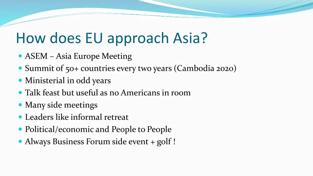 how does eu approach asia