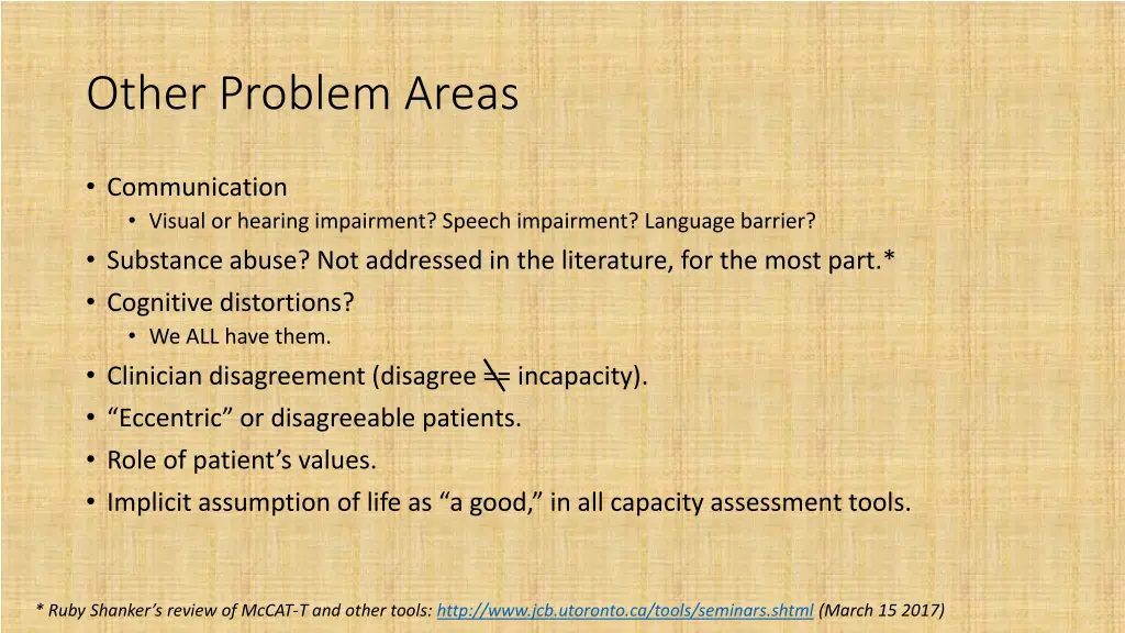 other problem areas