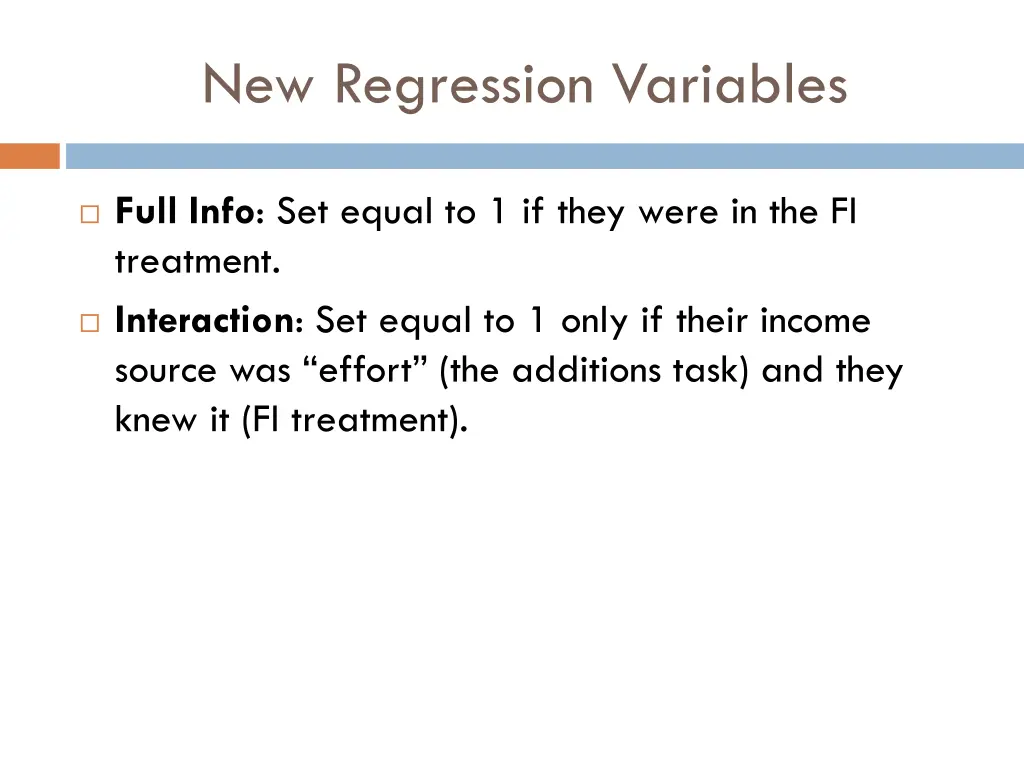 new regression variables