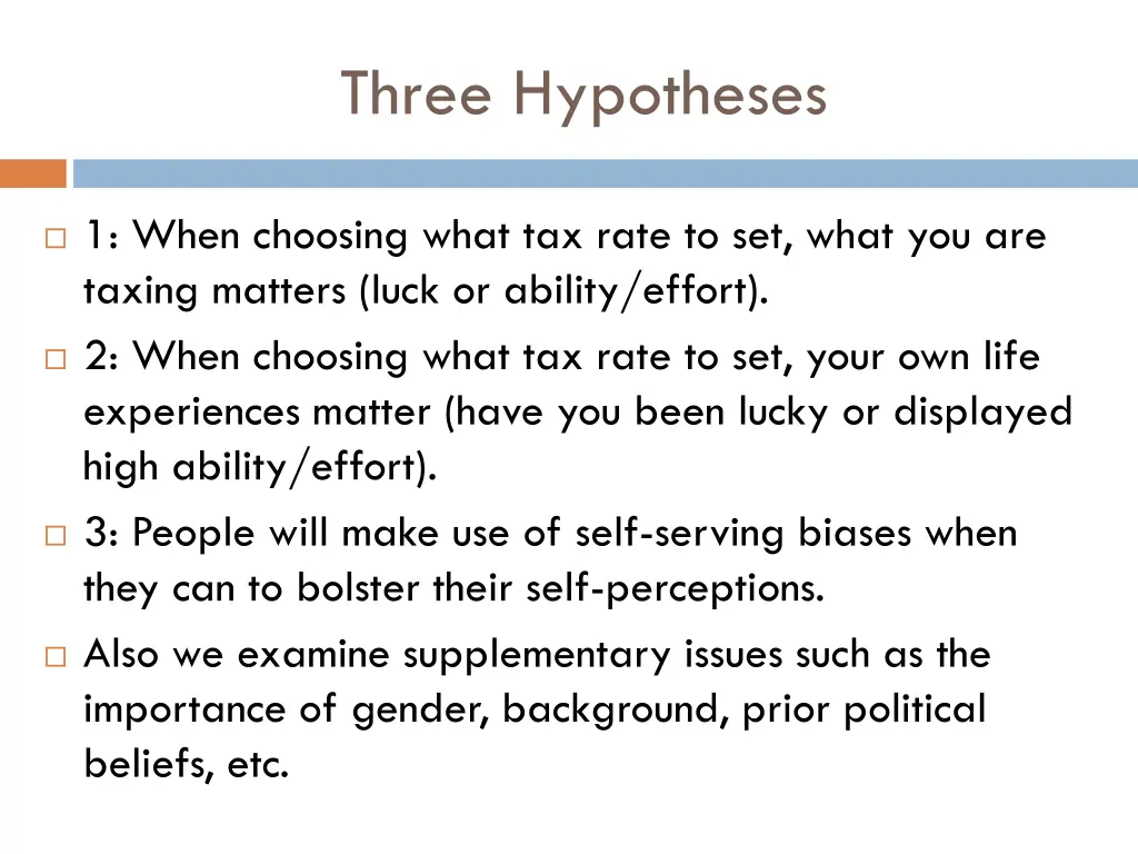 three hypotheses