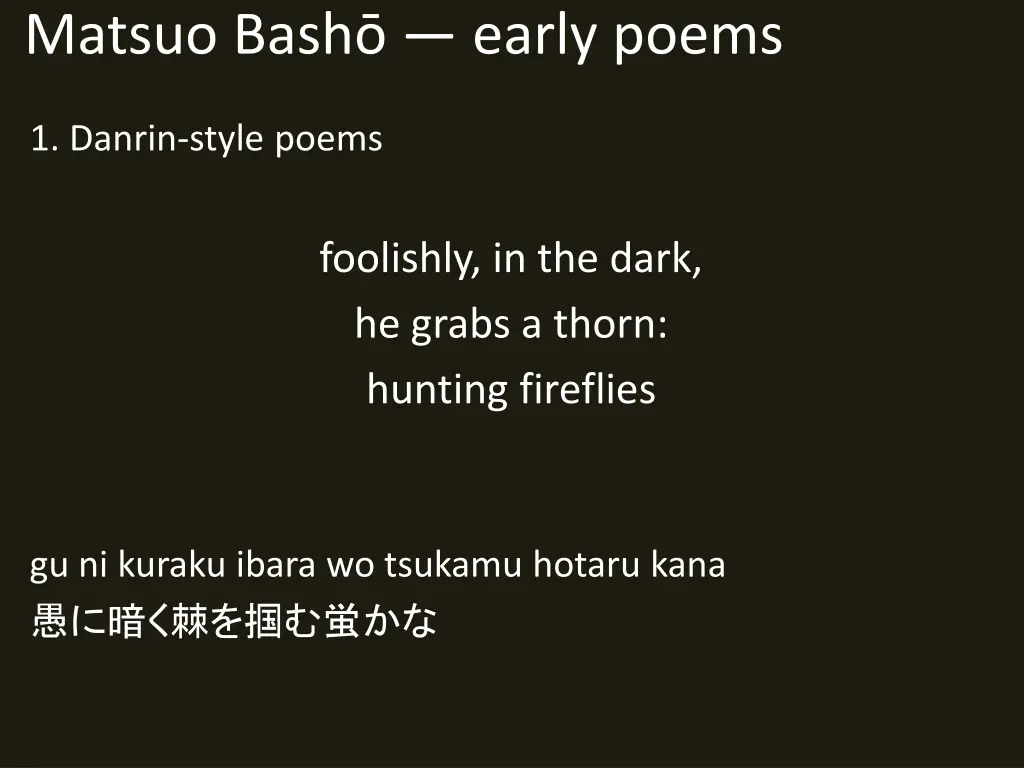 matsuo bash early poems