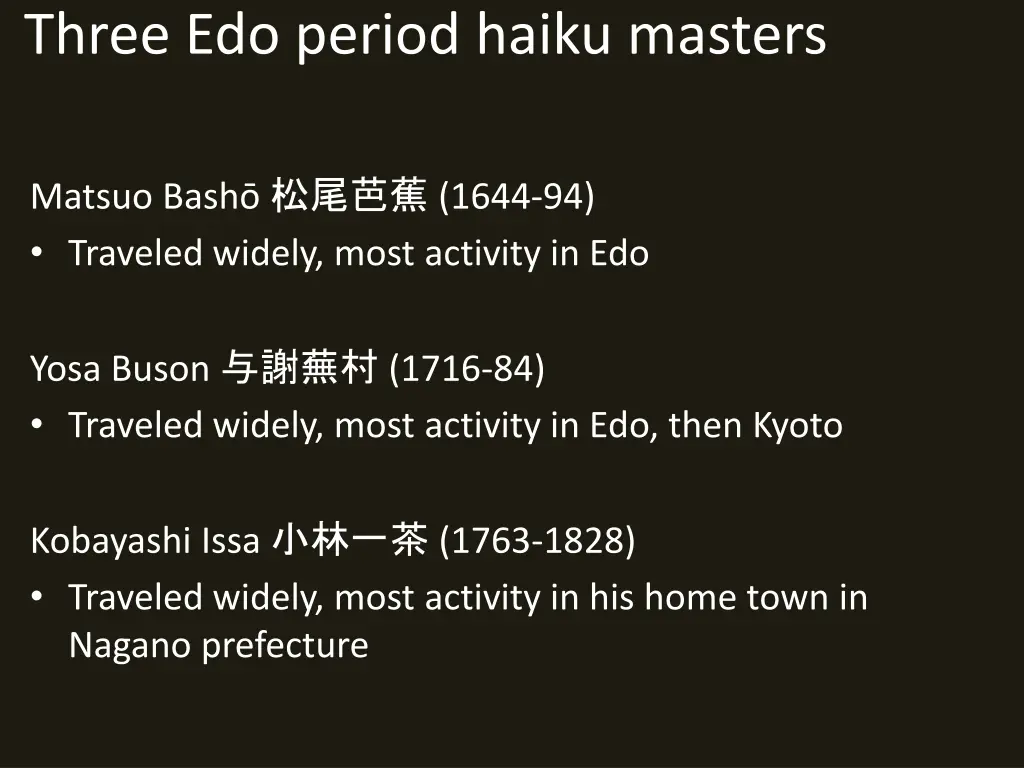 three edo period haiku masters