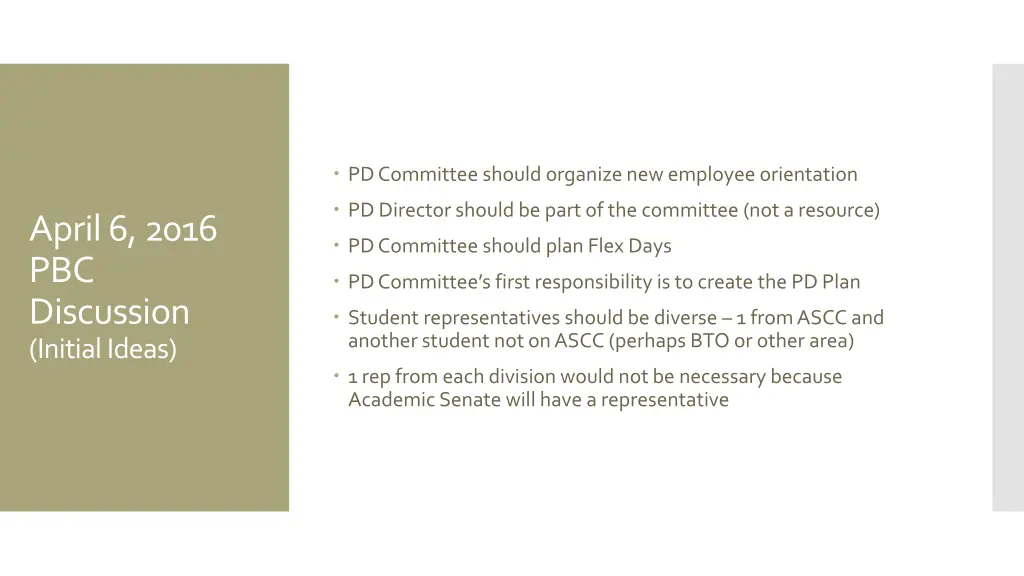 pd committee should organize new employee