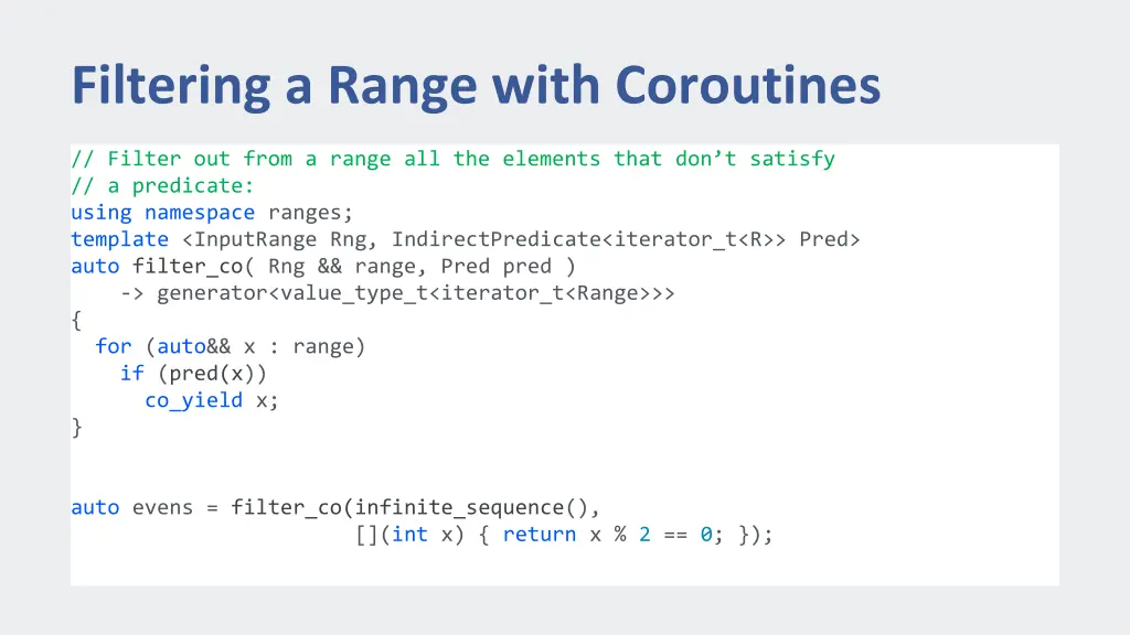 filtering a range with coroutines