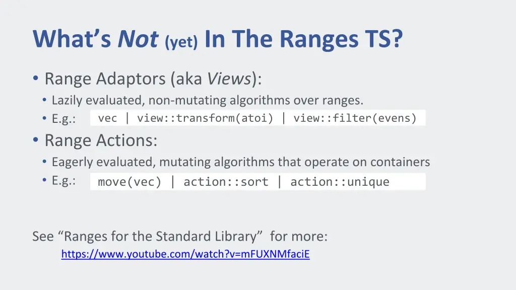 what s not yet in the ranges ts