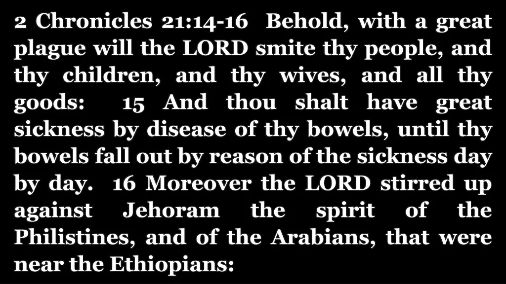 2 chronicles 21 14 16 behold with a great plague