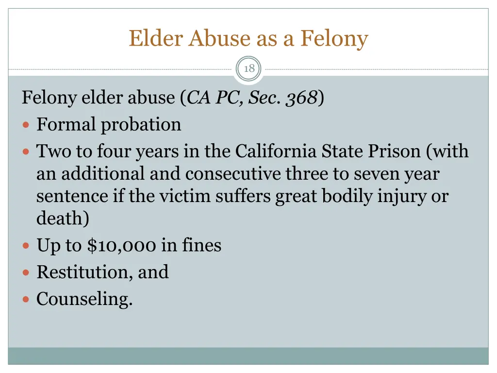 elder abuse as a felony