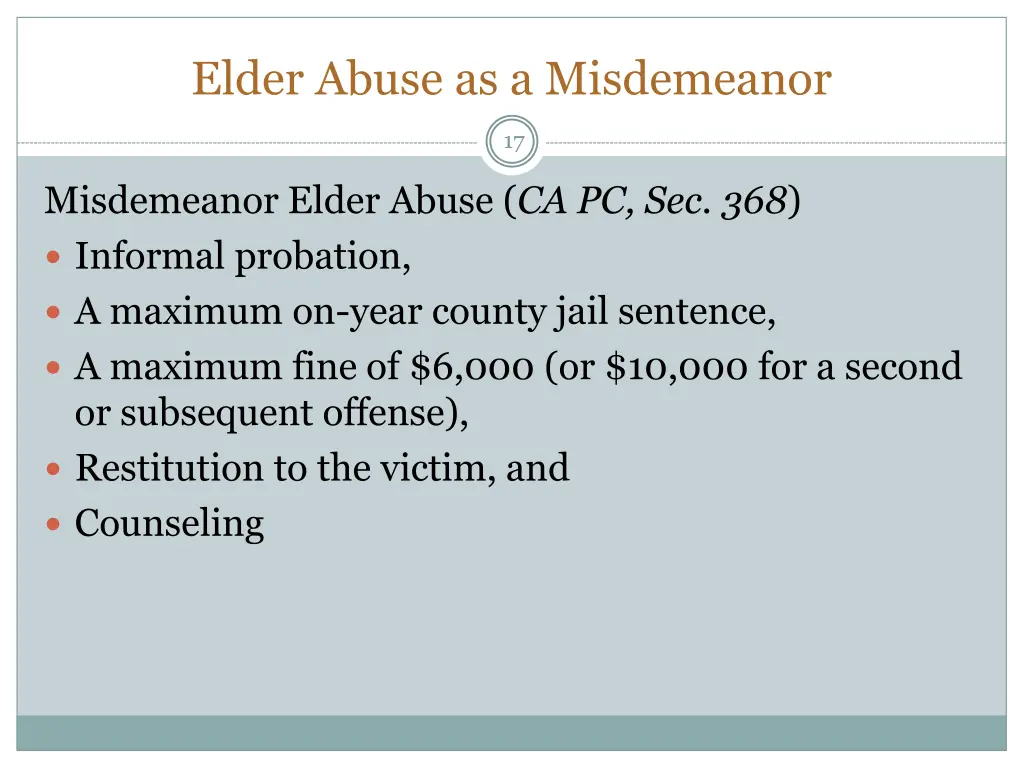 elder abuse as a misdemeanor