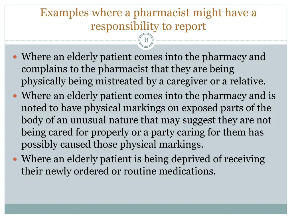 examples where a pharmacist might have