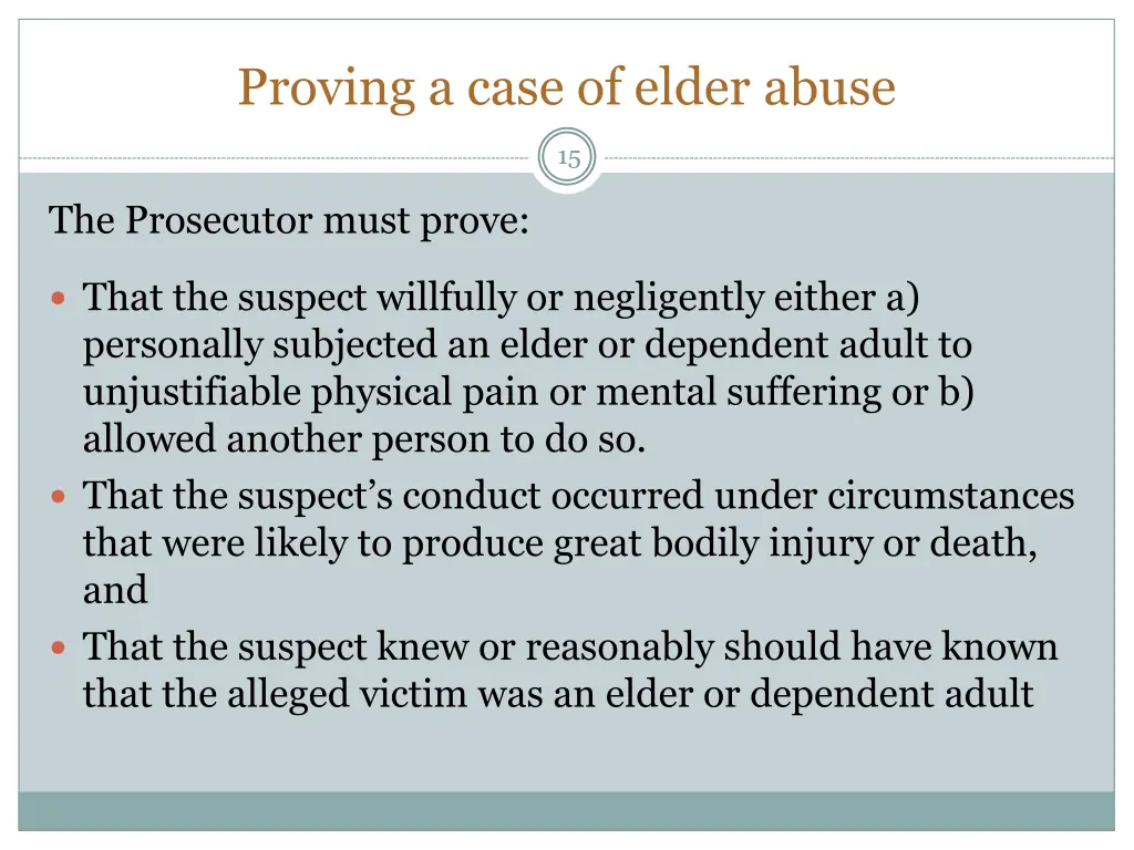 proving a case of elder abuse