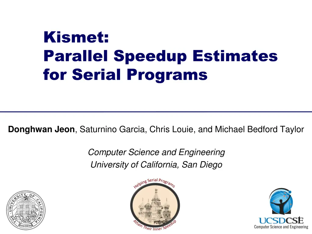 kismet parallel speedup estimates for serial