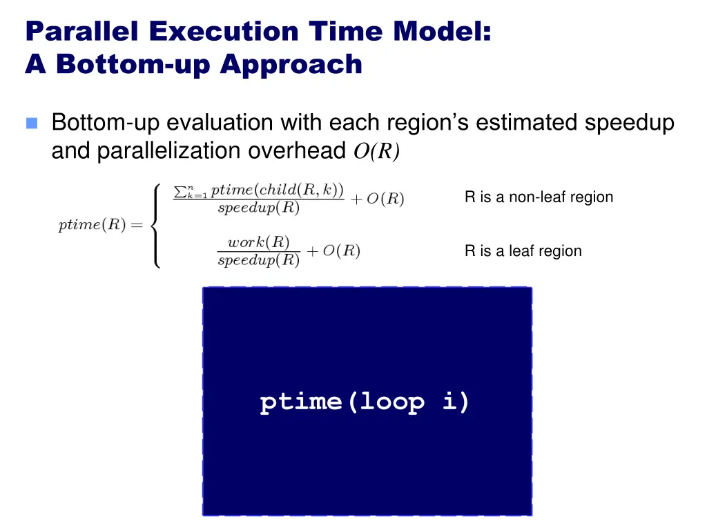 parallel execution time model a bottom up approach