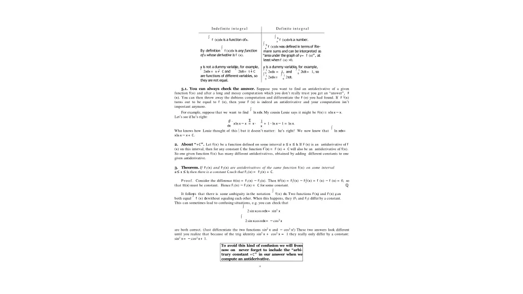 indefinite integral