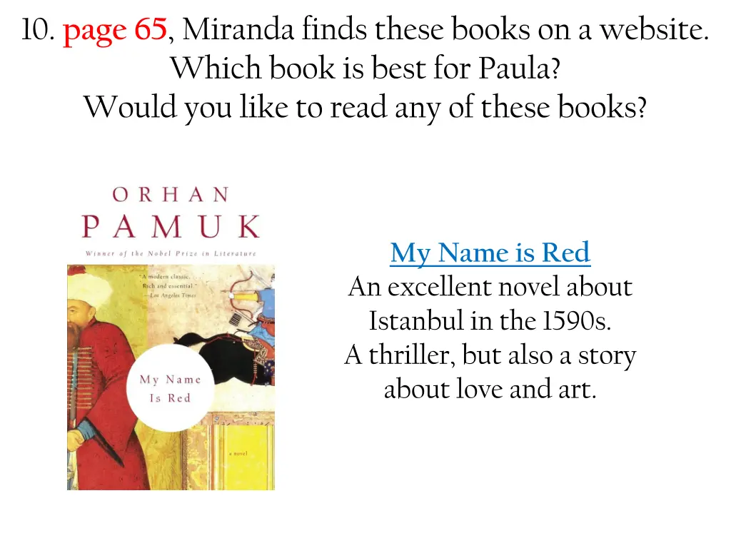 10 page 65 miranda finds these books on a website 1