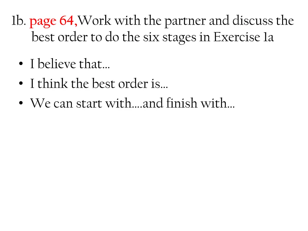 1b page 64 work with the partner and discuss