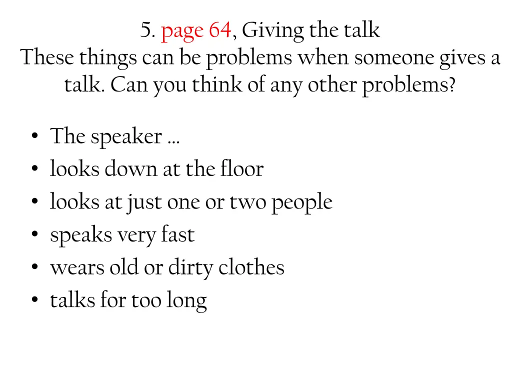 5 page 64 giving the talk