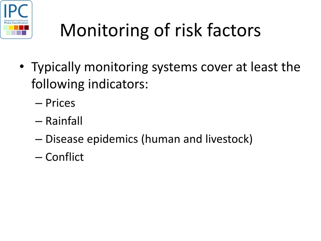 monitoring of risk factors