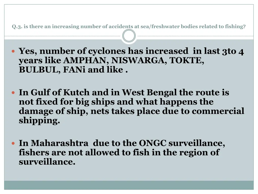 q 3 is there an increasing number of accidents