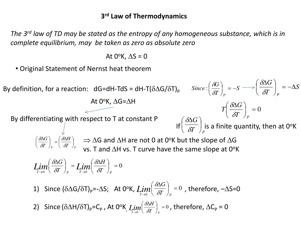 3 rd law of thermodynamics