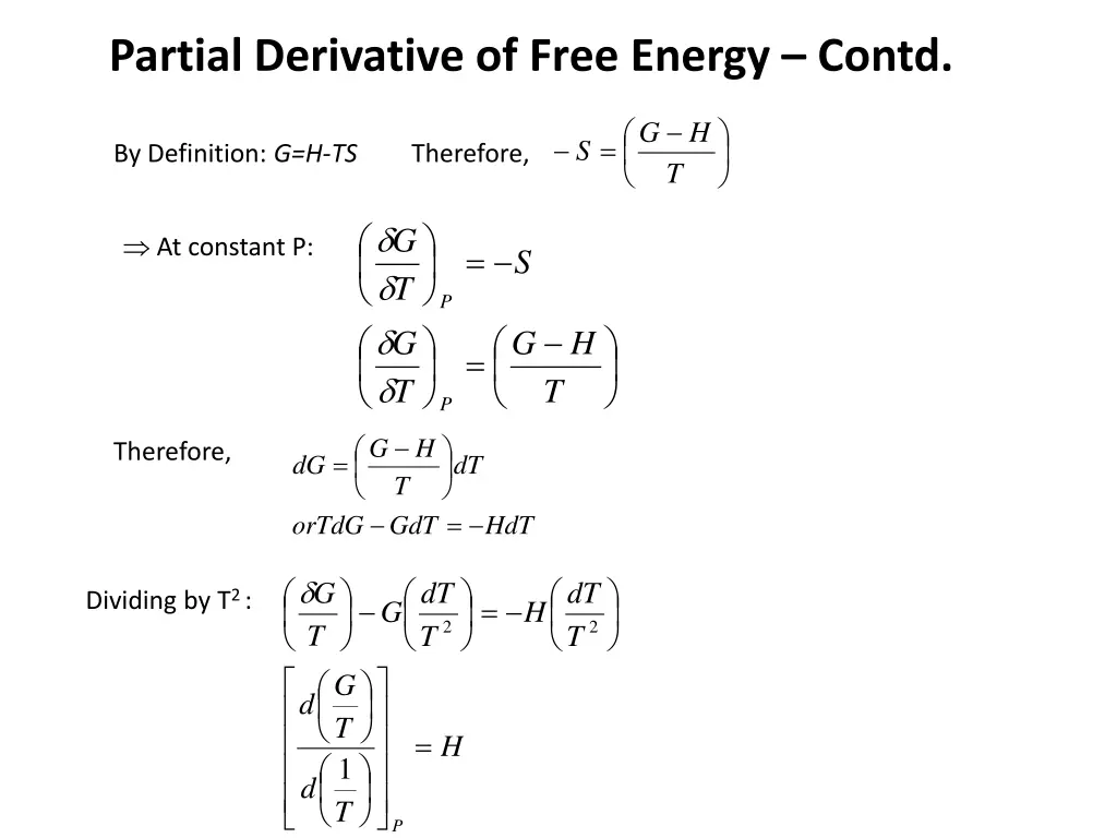 partial derivative of free energy contd