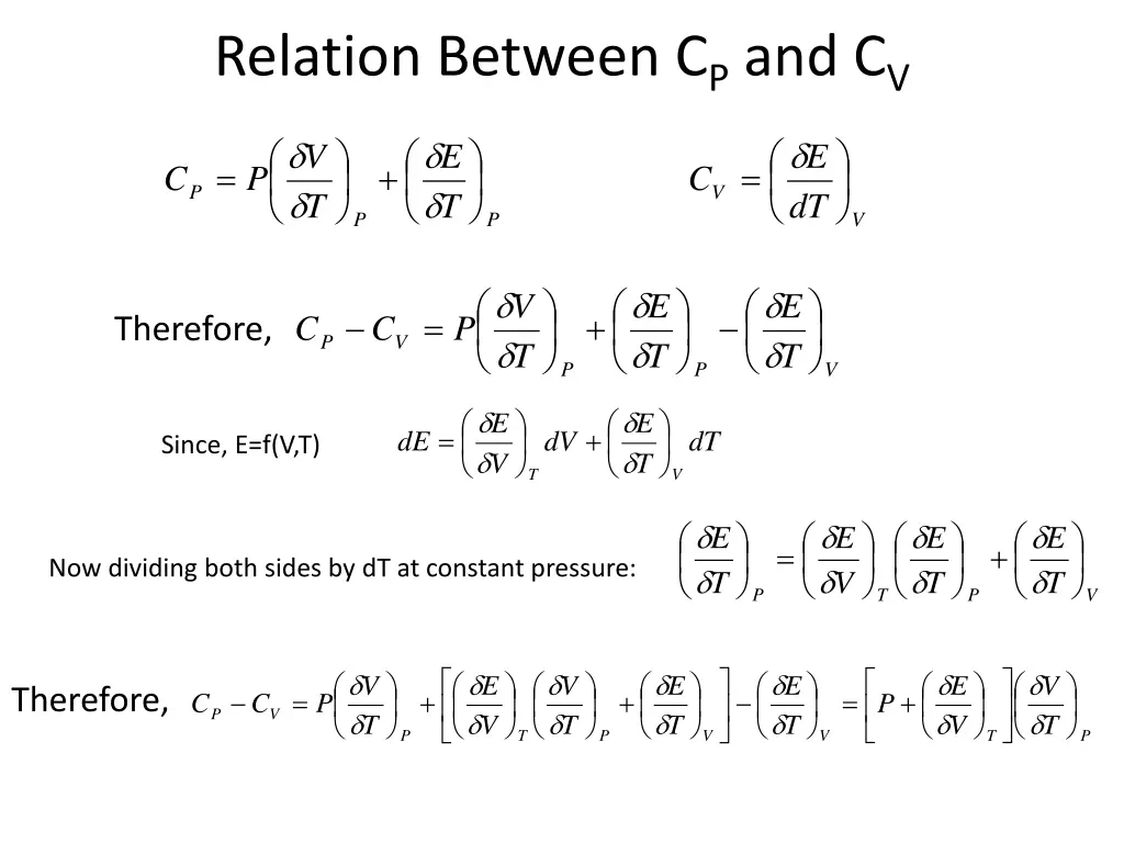 relation between c p and c v