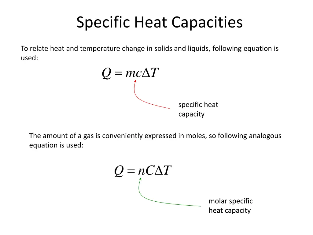 specific heat capacities