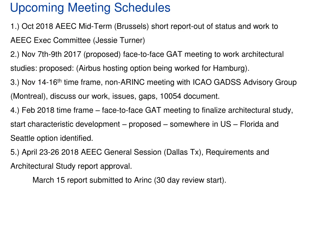 upcoming meeting schedules