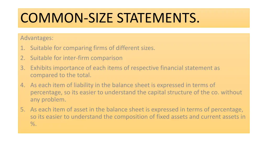 common size statements