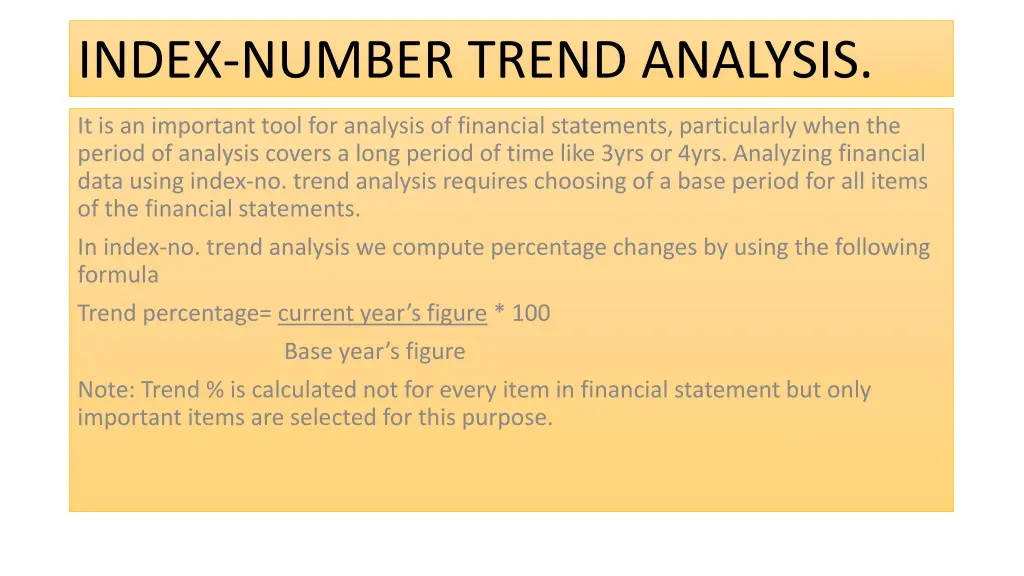 index number trend analysis
