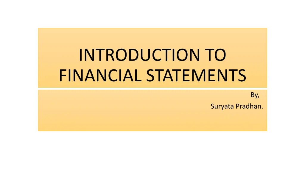 introduction to financial statements